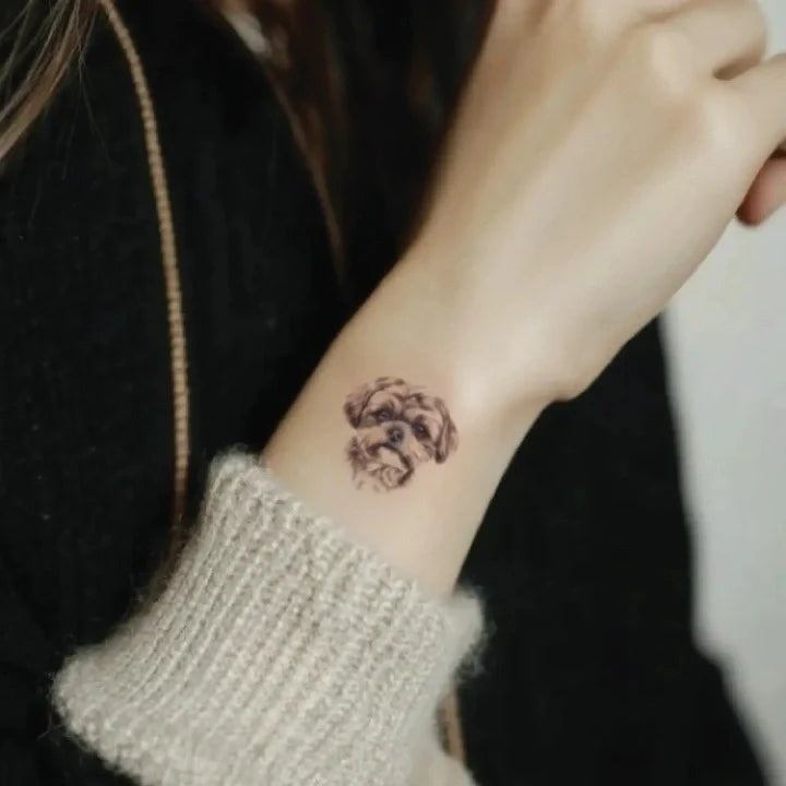shih tzu dog wrist temporary tattoo idea design