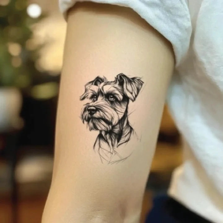 schnauzer dog bicep temporary tattoo idea design