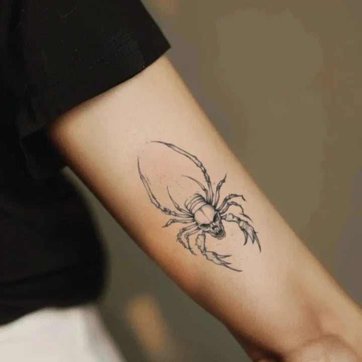 skull scorpion bicep temporary tattoo idea design