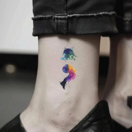 watercolor semicolon symbol ankle temporary tattoo idea design