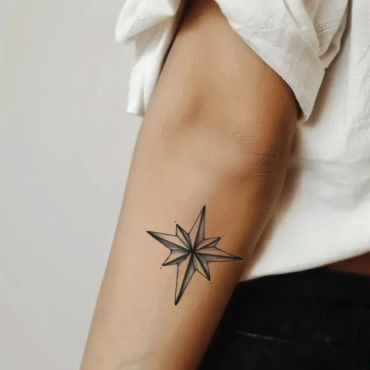 nautical star outline forearm temporary tattoo idea design