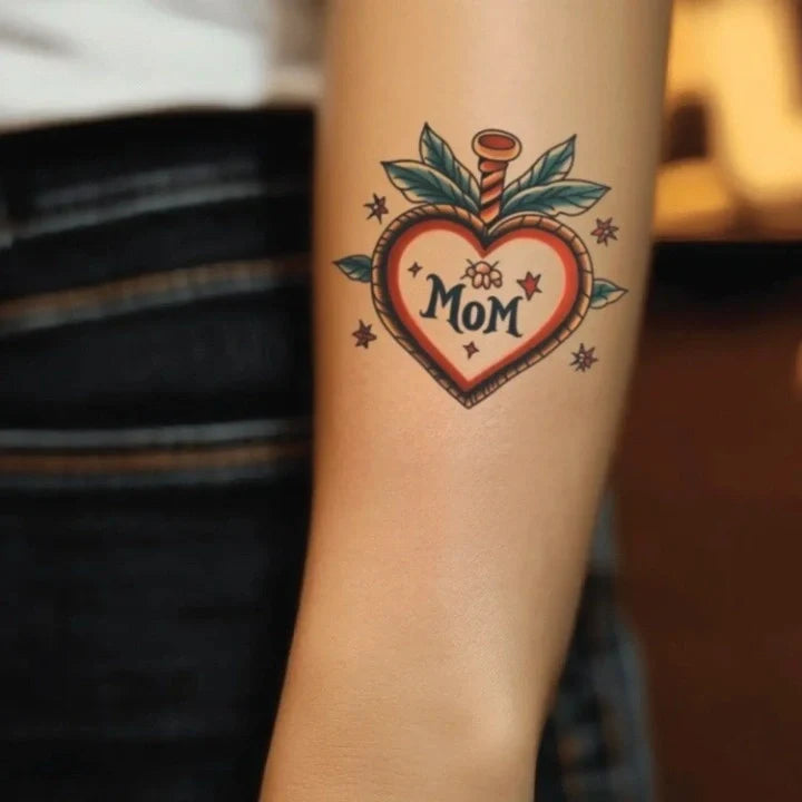 traditional memorial mom forearm temporary tattoo idea design