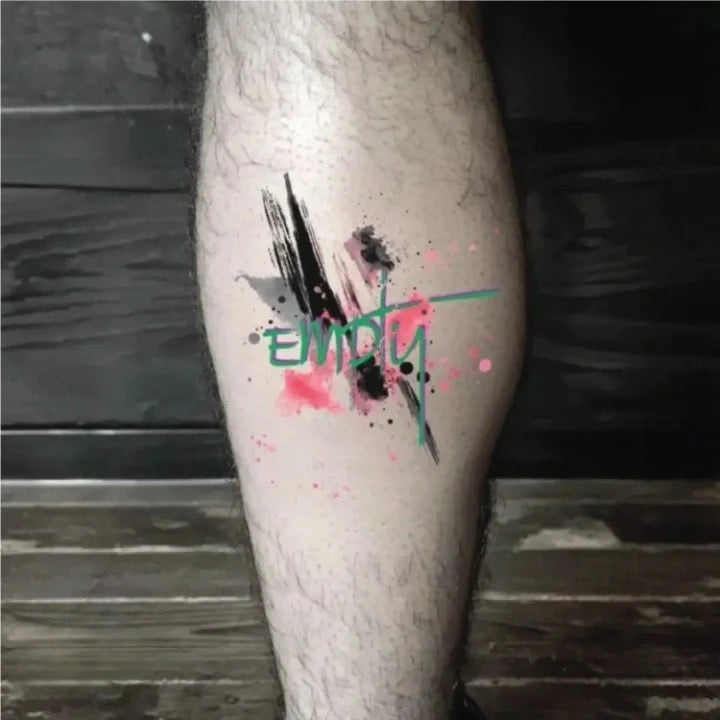empty word watercolor lettering leg temporary tattoo idea design