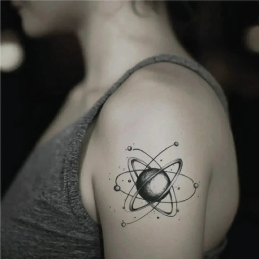 atom symbol bicep temporary tattoo idea design