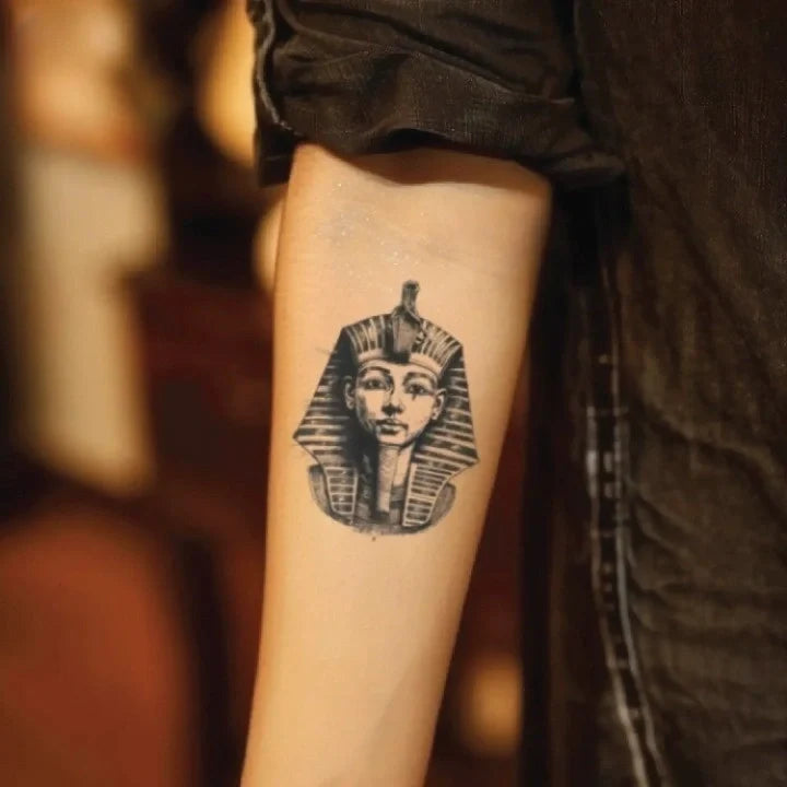 egyptian pharaoh forearm temporary tattoo idea design