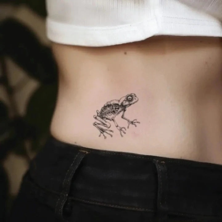 frog skeleton waist temporary tattoo idea design