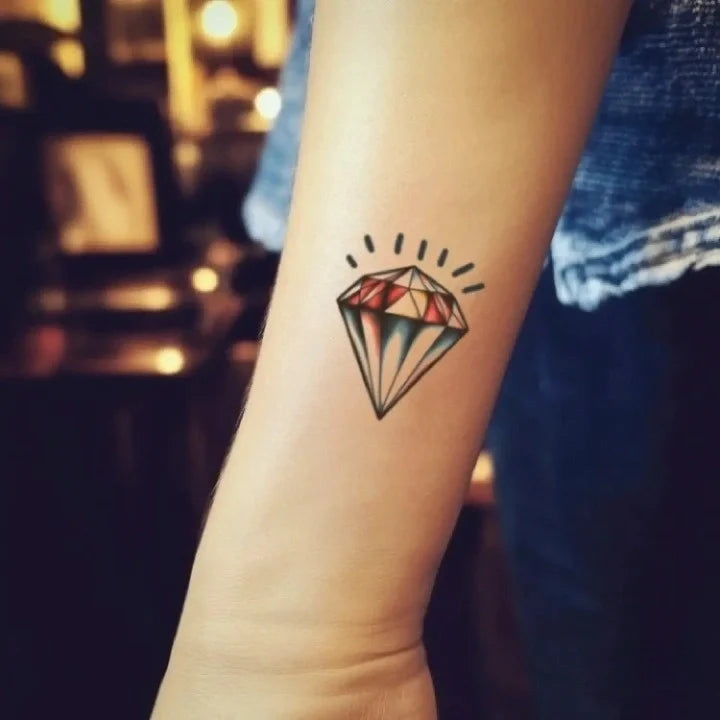 traditional diamond wrist temporary tattoo idea design