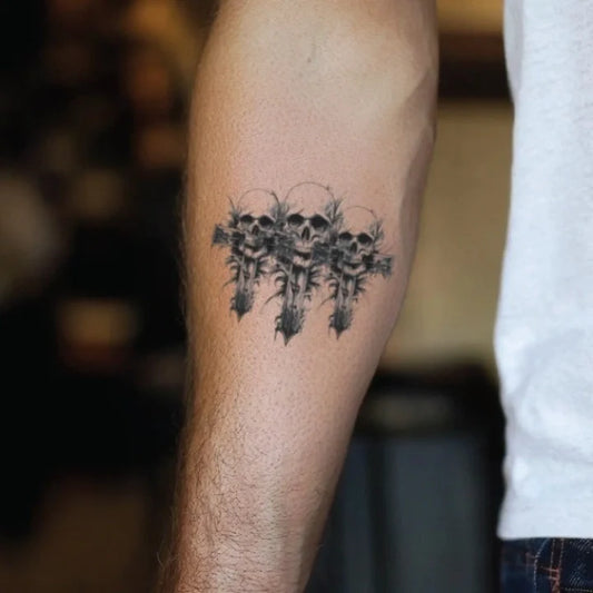 skull 3 cross forearm temporary tattoo idea design