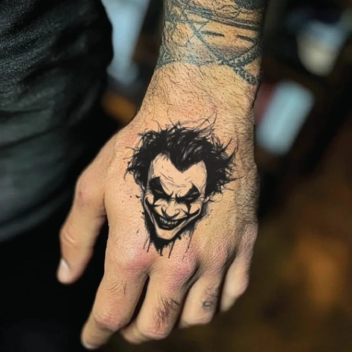 gangster joker hand hand temporary tattoo idea design
