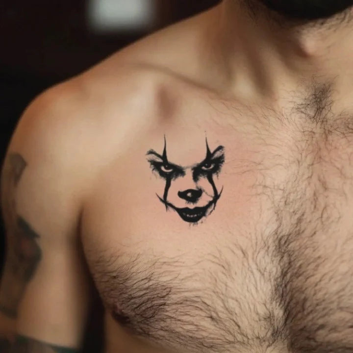 simple joker chest temporary tattoo idea design