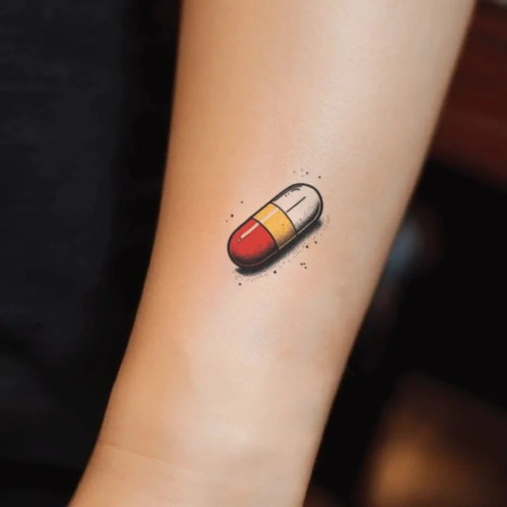 color pill forearm temporary tattoo idea design