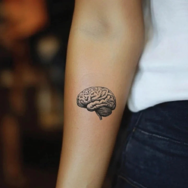 anatomical brain forearm temporary tattoo idea design