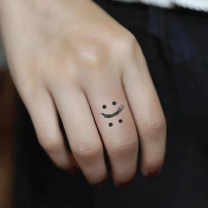 happy sad face finger temporary tattoo idea design