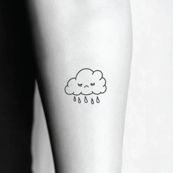 simple sad cloud outline forearm temporary tattoo idea design
