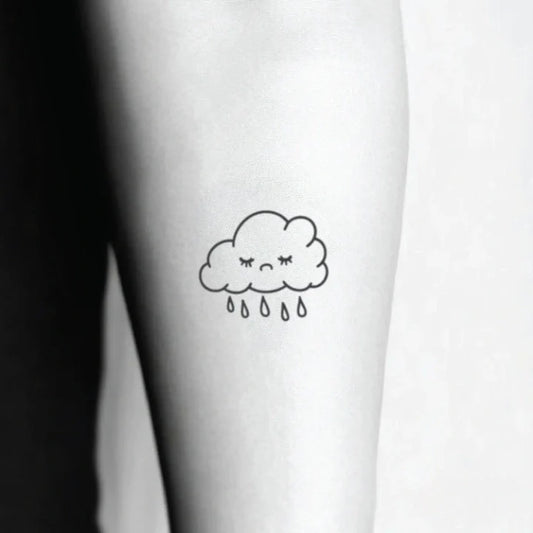 simple sad cloud outline forearm temporary tattoo idea design