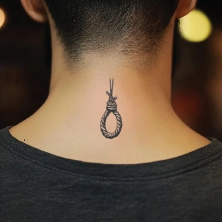 noose neck temporary tattoo idea design