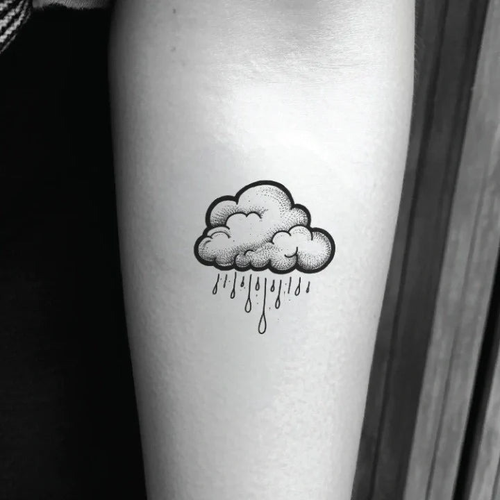 dotted rainy cloud forearm temporary tattoo idea design