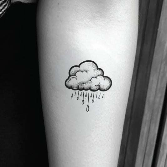 dotted rainy cloud forearm temporary tattoo idea design