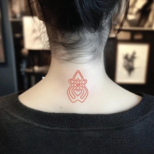 sexual assault red outline symbol neck temporary tattoo idea design