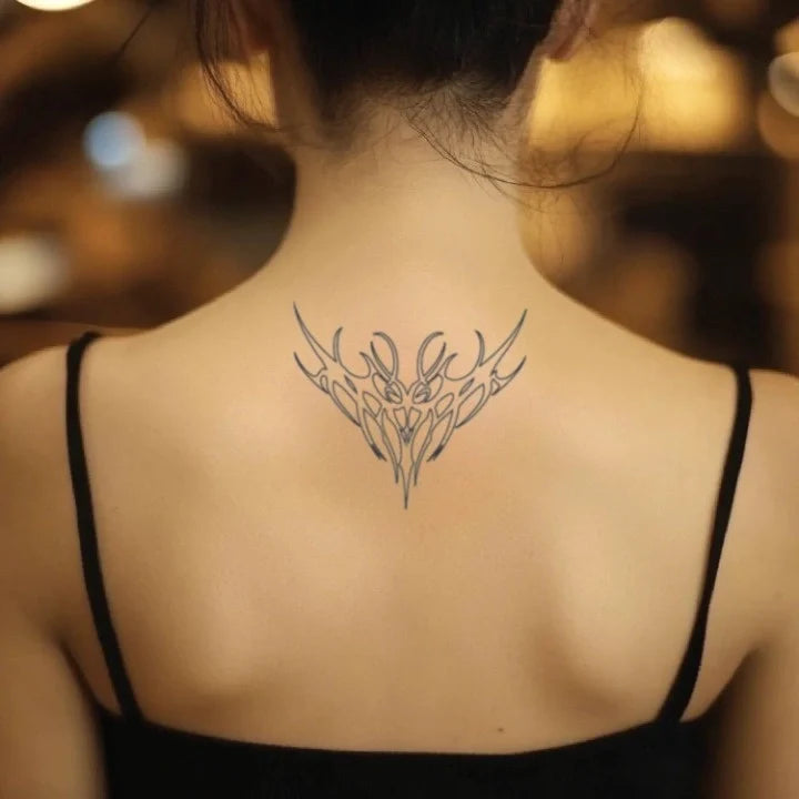 simple cyber sigilism back back temporary tattoo idea design