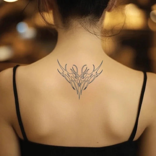 simple cyber sigilism back back temporary tattoo idea design