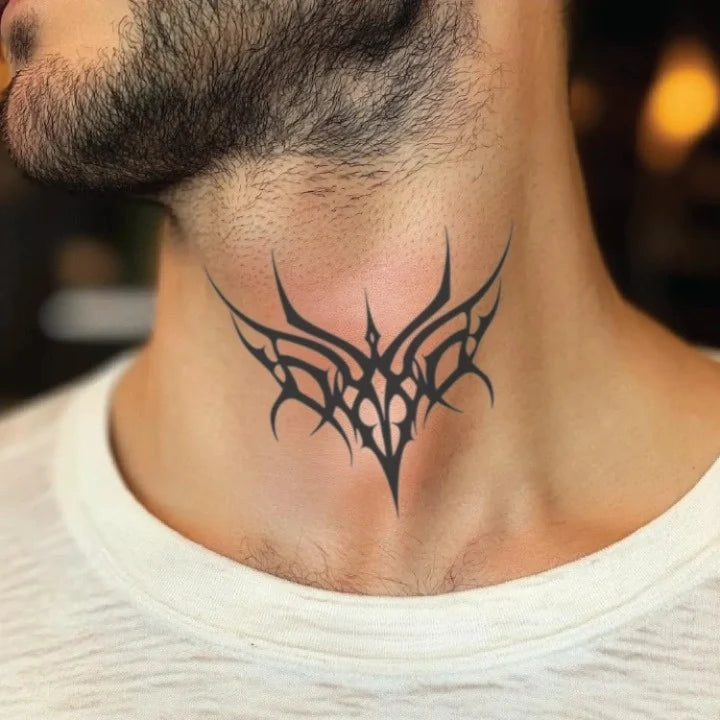 simple cyber sigilism throat throat temporary tattoo idea design