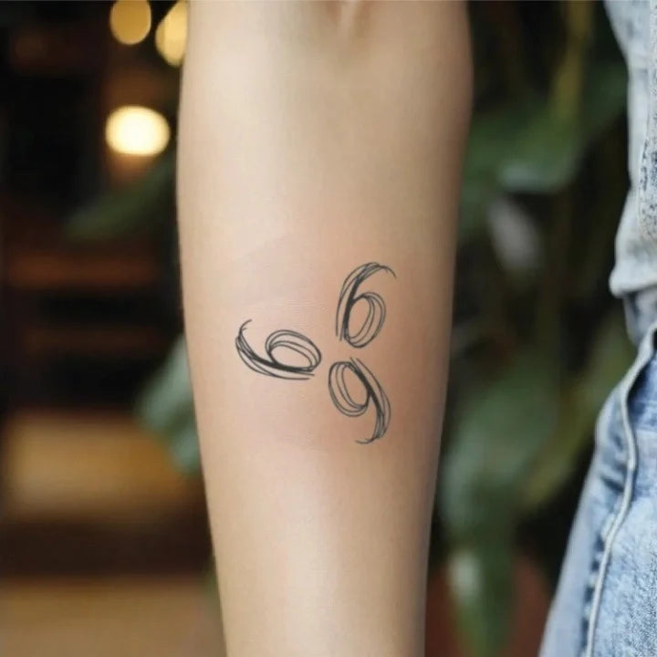 999 circle forearm temporary tattoo idea design