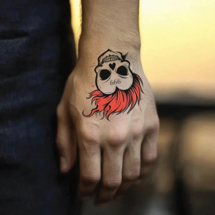 999 skull hand temporary tattoo idea design