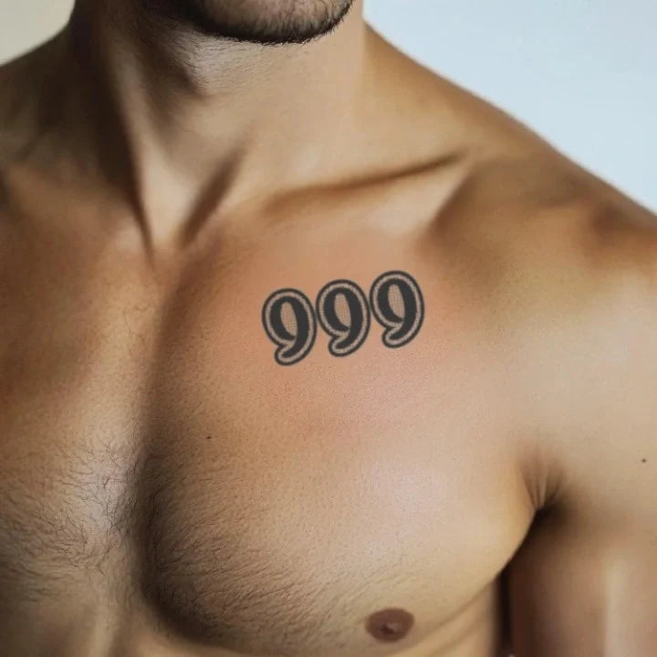 999 chest chest temporary tattoo idea design