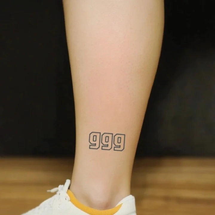 999 outline leg ankle temporary tattoo idea design