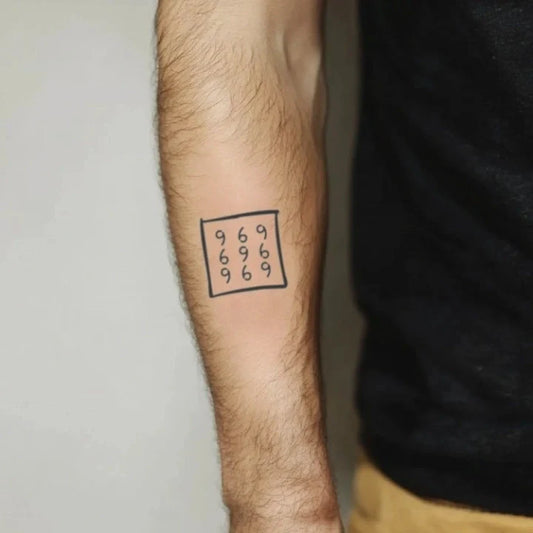 666 999 forearm temporary tattoo idea design
