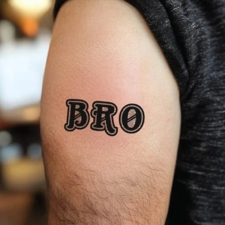 patchwork bro bicep temporary tattoo idea design