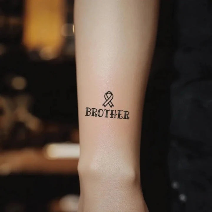 rip brother ribbon wrist temporary tattoo idea design