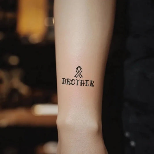 rip brother ribbon wrist temporary tattoo idea design