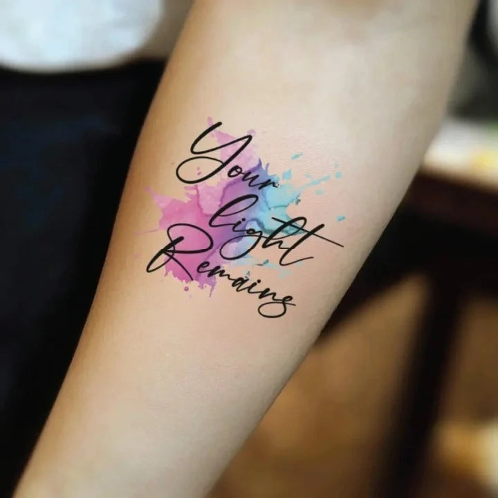 your light remains forearm temporary tattoo idea design