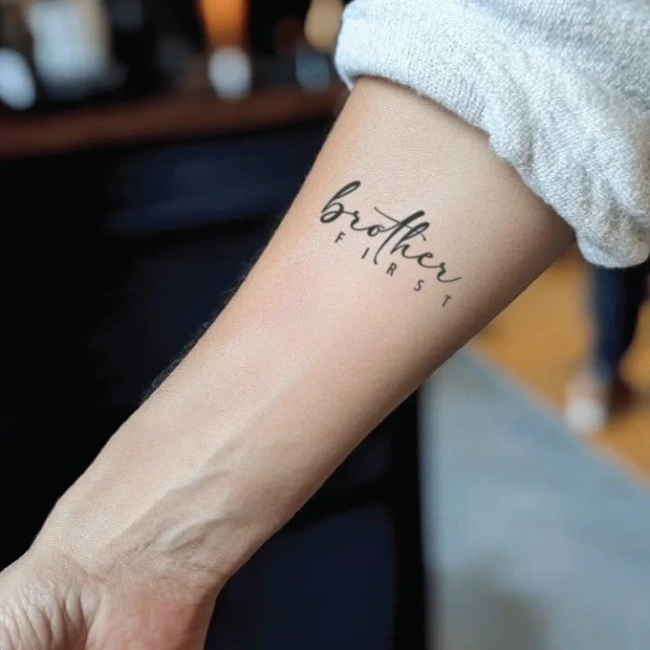 brother first forearm temporary tattoo idea design
