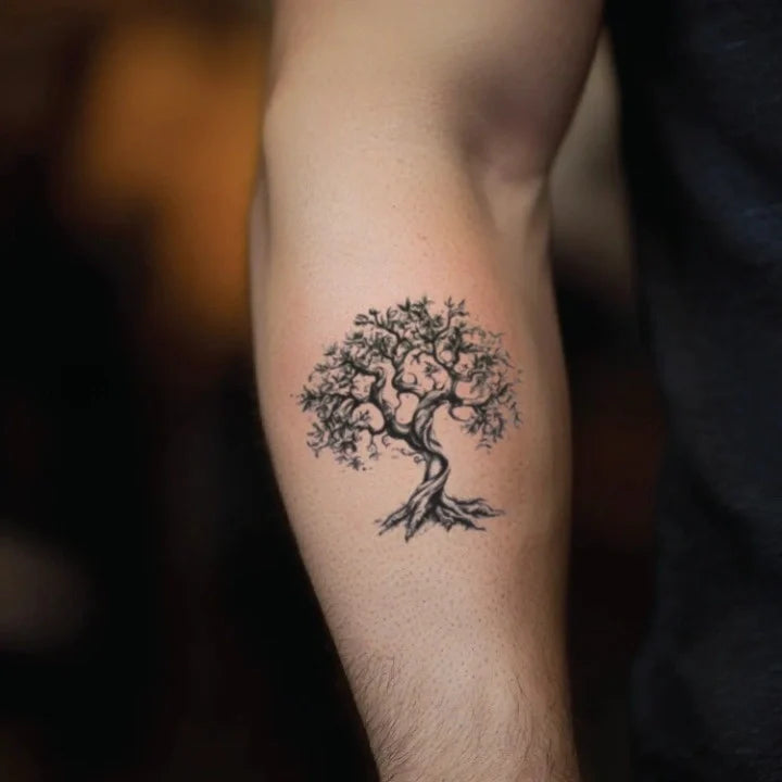 realistic family tree forearm temporary tattoo idea design