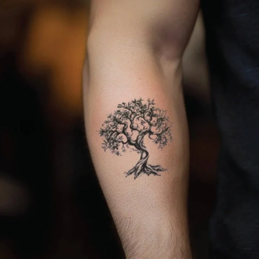 realistic family tree forearm temporary tattoo idea design