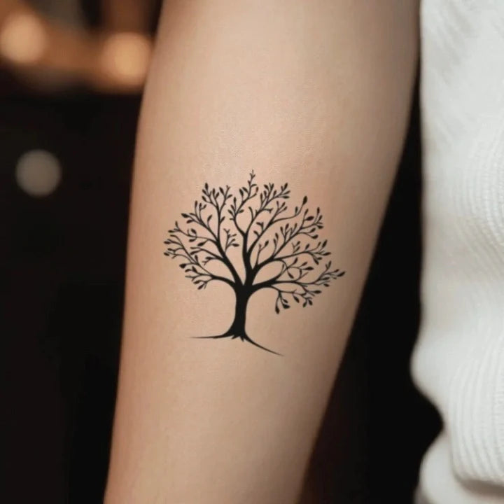 simple family tree forearm temporary tattoo idea design