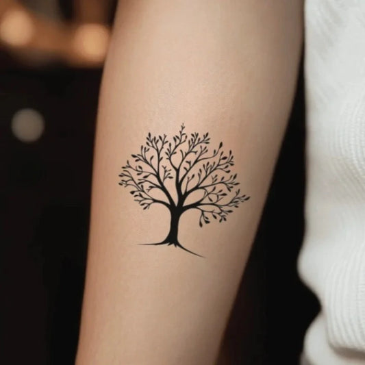 simple family tree forearm temporary tattoo idea design