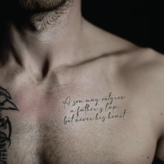 father son quote chest temporary tattoo idea design