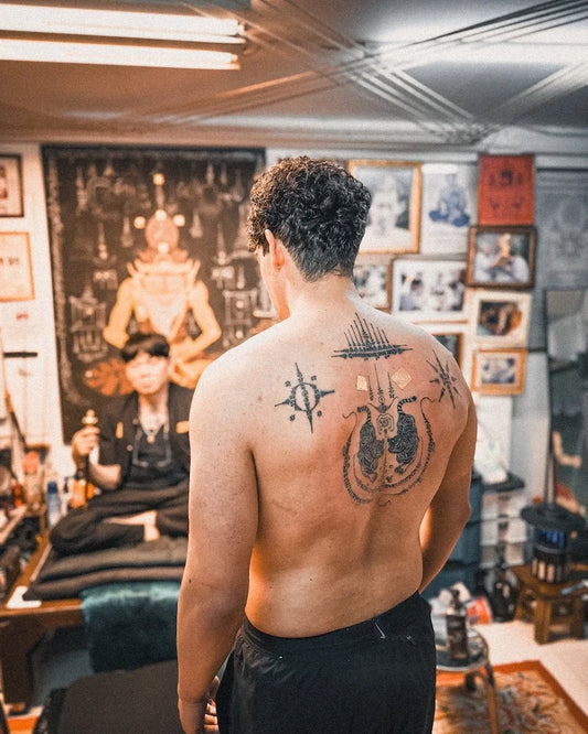 traditional Sak Yant tattoo on man back