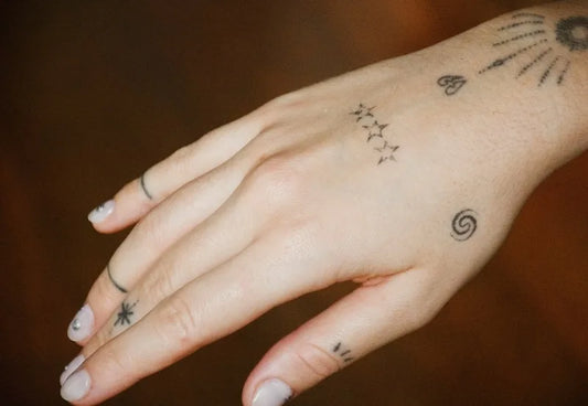 3 simple tiny stars outline tattoo on hand