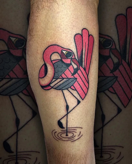 traditional pink flamingo tattoo