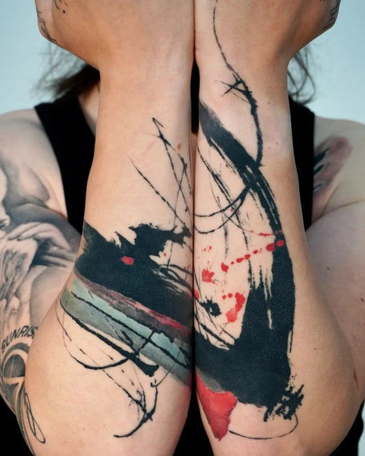 Big Abstract BlackInk on Women Forearm Tattoo by @stefanotavaglionetattoo