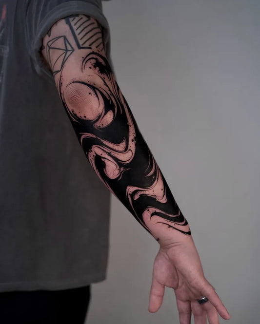 Big Abstract BlackSwirls Tattoo on Men Arm by @bgxgrim