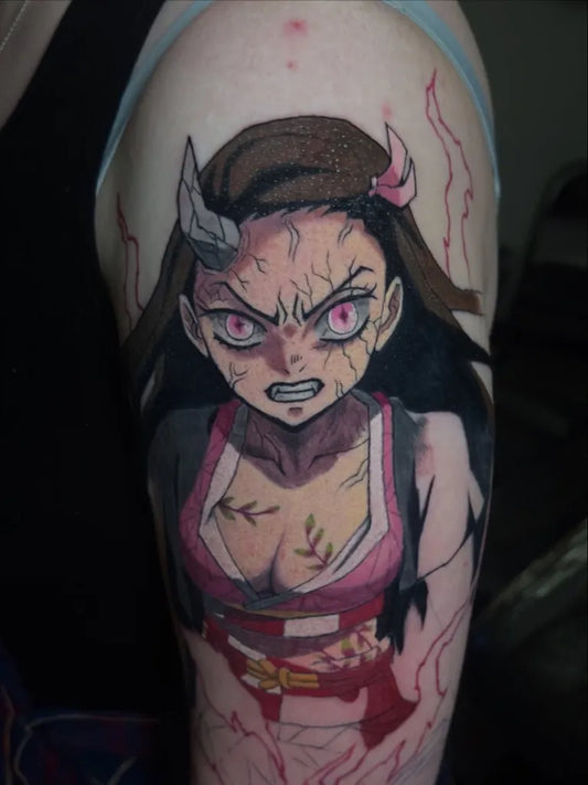 Big Anime Daki on Women Arm Tattoo by @46and2tattoo