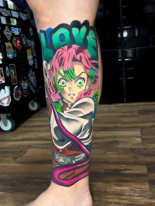 Big Anime Inosuke on Men Leg Tattoo by @_oliveira_ink