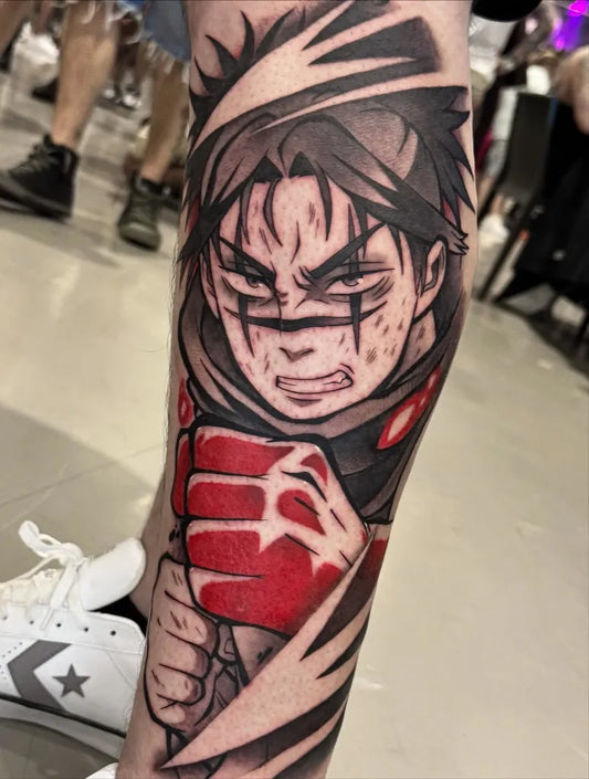 Big Anime Inuyasha Character on Men Arm Tattoo by @satoru_ink