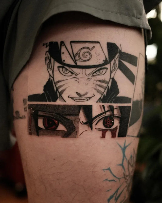 Big Anime Naruto Sasuke on Men Arm Tattoo by @tattoo.anbu